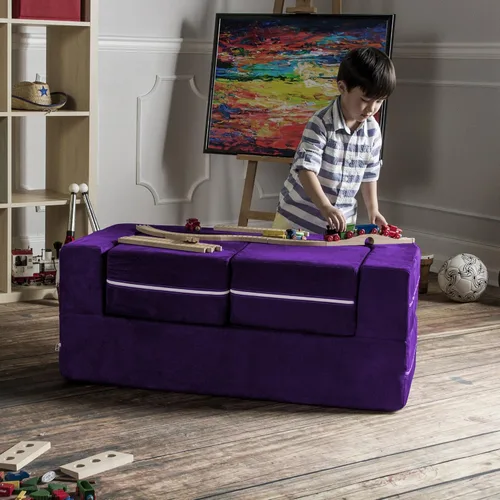 Vista 16 de Jaxx Zipline - Sofá biplaza modular para niños, otomana y tumbona plegable, color carbón