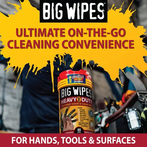 Vista 35 de BIG WIPES Recipiente multisuperficie resistente, paños de limpieza súper absorbentes para manos, superficies y herramientas, recipiente de 80