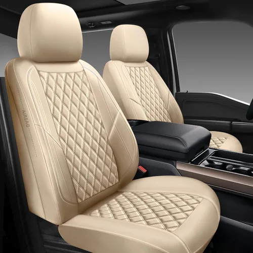 Vista 9 de Fundas de Asiento de Coche de Cuero Premium Par de Asientos Delanteros, Ajuste Universal para Coches, Camiones y SUV, Cojín de Asiento de Coche