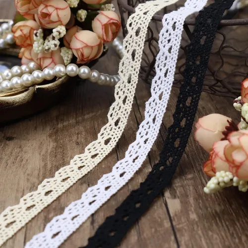 Vista 3 de Cinta de Encaje Beige de 30 Yardas, Ribete de Encaje de Ganchillo de Algodón para Costura, Manualidades, Envoltura de Paquetes de Regalo, Decoración