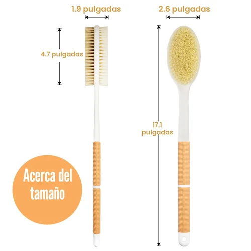 Vista 5 de Backski Limpiador corporal antideslizante para ducha, cepillo de ducha de mango largo con cerdas rígidas y suaves, limpiador de espalda exfoliante