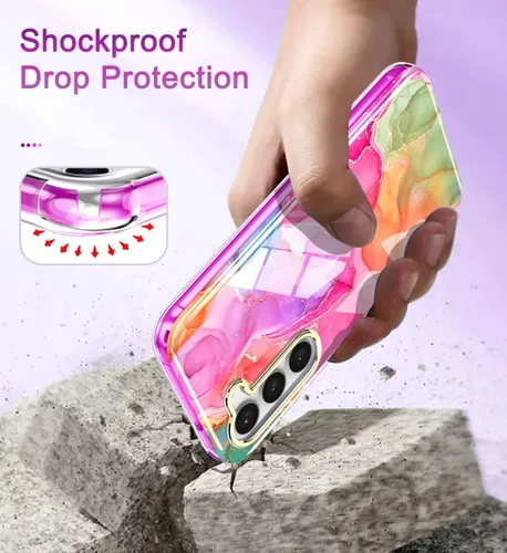 Vista 2 de Hocase Funda para Galaxy S23 Plus, (con 2 protectores de pantalla + 1 protector de cámara) a prueba de golpes TPU suave + plástico duro funda