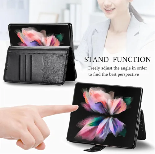 Vista 5 de Wallet Case for Samsung Galaxy Z Fold 5 Case Crystal Glitter Bling with Card Holder Stand Leather Flip Phone Case Diamond Butterfly Protective Case