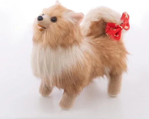 Vista 5 de CU-MATE Perro de peluche Chihuahua de 12 pulgadas, juguete realista de cachorro sentado con falda (regalo de presente)
