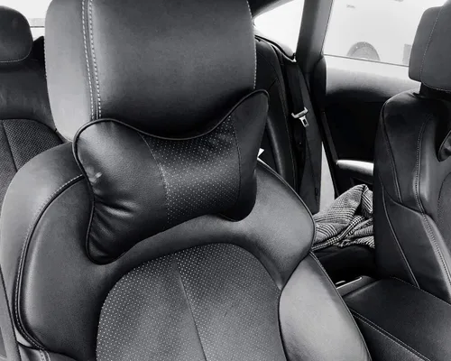 Vista 7 de DS. DISTINCTIVE STYLE Almohada De Cuello De Coche 2 Piezas De Cuero De La PU Almohada De Viaje Para El Reposo De La Cabeza Soporte Del Cuello Para