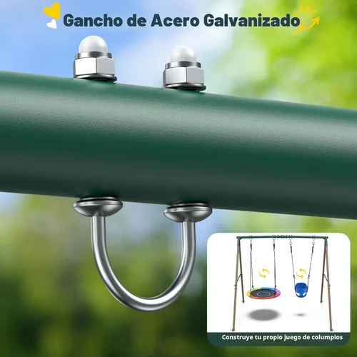 Vista 5 de Hapfan Juegos de columpios para patio trasero con columpio de platillo de plataforma de 45 pulgadas y columpio de cinturón, conjunto de columpios