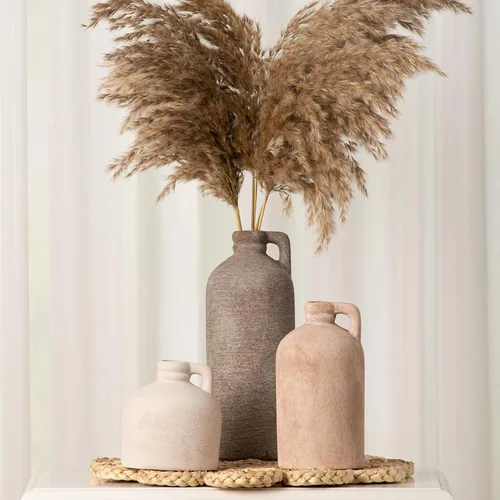Vista 8 de Jarrón de cerámica para decoración de mesa del hogar - Juego de 3 jarrones de flores para decoración de sala de estar, cocina, decoración de granja