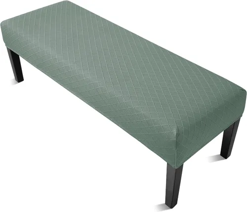 Vista 15 de YISUN Fundas de banco de jacquard para comedor, funda elástica lavable y extraíble para banco, protector de asiento rectangular para bancos de Beige