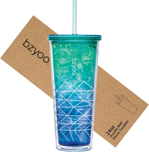 Vista 9 de bzyoo Vaso SIP de 24 oz con Tapa de Popote en Forma de Corazón con Alas – Vaso Iridiscente de Diseño Lindo DotDot, Taza Libre de BPA con Tapa