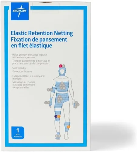 Vista 11 de Medline Red de retención elástica tubular elástica para vendaje, tamaño 2, (7" x 25 yardas), ideal para el cuidado de heridas, paquete individual