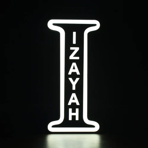 Vista 16 de Luz nocturna LED personalizada, con letra de marquesina, luces de acero, letrero de metal personalizado, luz de pared grabada con nombre