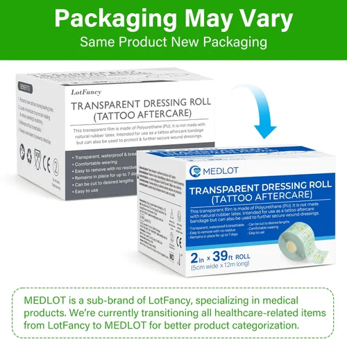 Vista 8 de LotFancy Vendaje de cuidado posterior para tatuajes, rollo de 2 pulgadas x 13 yardas, vendaje de película transparente impermeable, envoltura