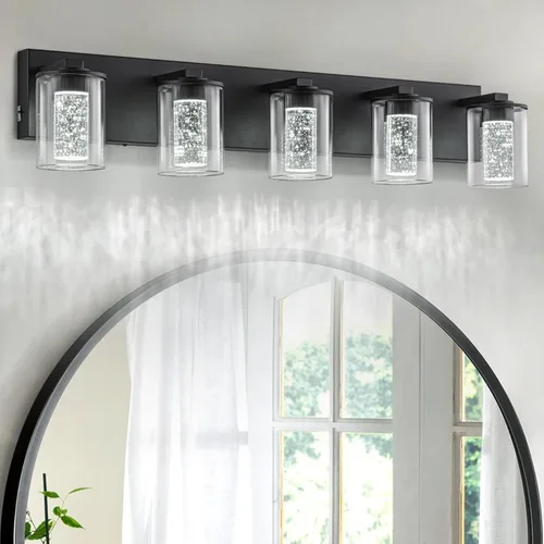 Vista 10 de SineRise Lámpara de tocador negra (3 luces, 17 pulgadas), (3000 K/4000 K/6000 K, regulable), lámpara LED de baño con protección ocular, moderna