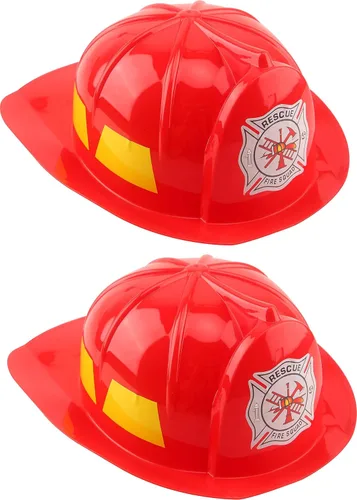 Casco de bombero para niños, sombreros de plástico de bombero para niños y niñas, disfraz de fiesta de Halloween, 2 piezas