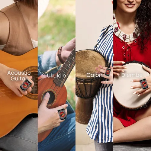 Vista 3 de Rhythm Ring Finger Shaker – Agitador compacto de percusión de mano instrumentos musicales – Agitador musical portátil para guitarra acústica