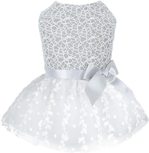 Vista 8 de CuteBone Vestido de cumpleaños para perro niña, falda de cachorro, tutú para gato, traje de boda, ropa de fiesta para mascotas para perros pequeños