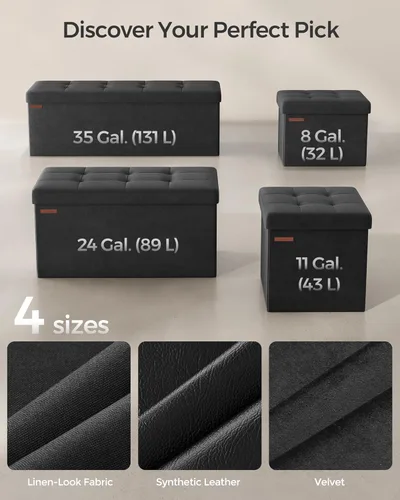 Vista 6 de SONGMICS Mazie Collection - Storage Ottoman Bench, Foldable Foot Rest, 15 x 43 x 15 Inches, End of Bed Bench, Storage Chest, Load 660 lb, Living