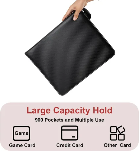 Vista 3 de Álbumes para cartas coleccionables, fundas protectoras para cartas coleccionables, carpeta para tarjetas de 18 bolsillos, estuche para cartas de 900