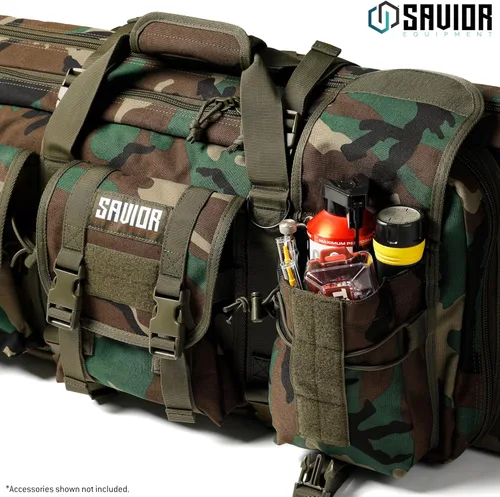 Vista 4 de Savior Equipment American Classic - Bolsa táctica doble para armas largas, estuche de transporte para pistola con correa de mochila, compartimento