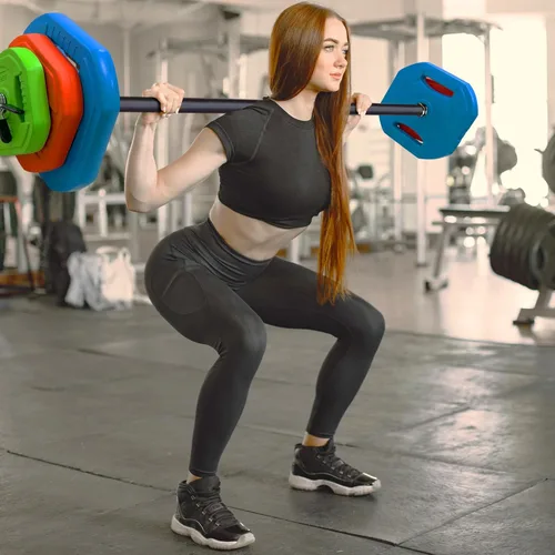 Vista 6 de Juego de pesas ajustables con pesas libres, juego de bomba cardiovascular ajustable para gimnasio en casa, multicolor, 44.1 lbs