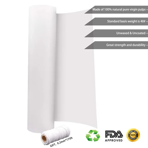 Vista 5 de YRYM HT Rollo de papel kraft blanco de carnicero, 18 x 2100 pulgadas (176 pies), papel de regalo blanco de grado alimenticio para carnes de todas