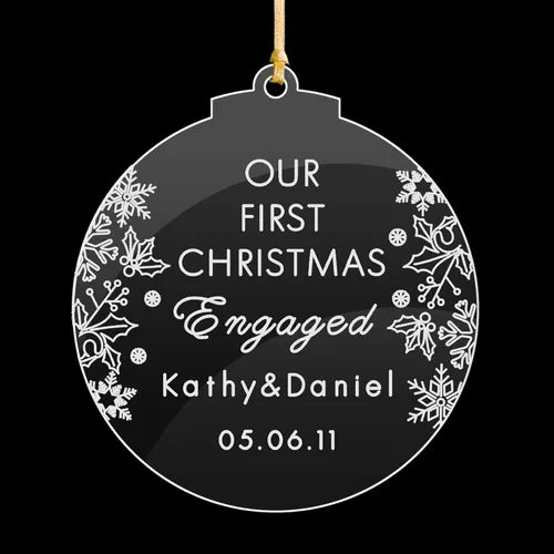 Vista 7 de EDSG Decoración personalizada para árbol de Navidad, corazón acrílico, nuestra primera Navidad para parejas comprometidas, decoración de árbol