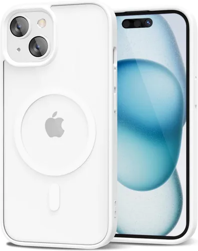 Vista 55 de oakxco Funda magnética transparente compatible con Magsafe, delgada, transparente, no amarillea, híbrida de silicona suave y cubierta protectora