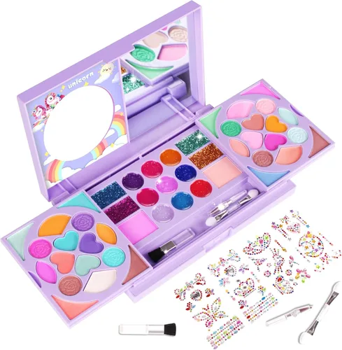 Kit de maquillaje para niños para niñas, cosméticos lavables reales para niñas de 3 años, regalos de cumpleaños, juguetes de simulación para niñas