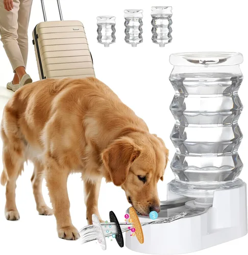 Vista 29 de RIZZARI Dispensador de agua grande para perros: 8L de gravedad elevada en negro, dispensador automático de acero inoxidable con cepillo