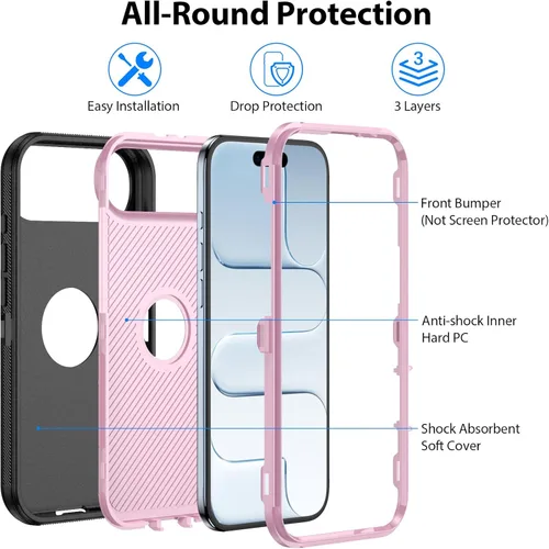 Vista 3 de COOYA Funda para iPhone Air de Protección Completa del Cuerpo contra Caídas, Funda Resistente a Prueba de Golpes de 3 Capas, Híbrida de Servicio