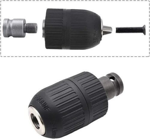 Vista 6 de Portabrocas sin llave de 2-13 mm, adaptador de conversión de cambio rápido con 1/2 pulgada de rosca 20UNF, adaptador hembra cuadrado de 12,7 mm