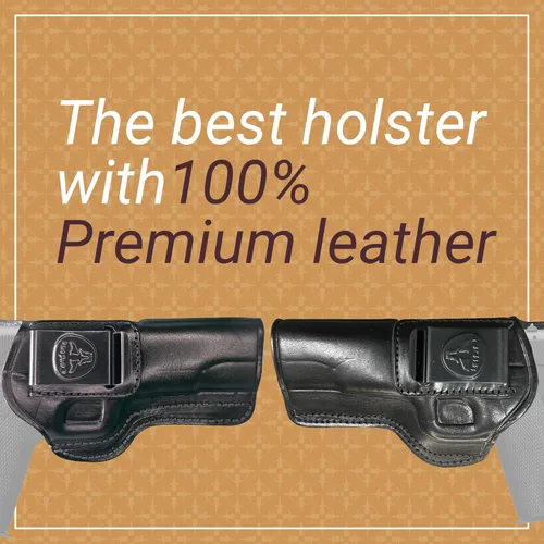 Vista 2 de Cardini Leather Premium IWB Funda de cuero Funda 1911, compatible con Browning Hi Power, Colt 1911 5", Kimber 1911 5", Sig Sauer P210, Ruger