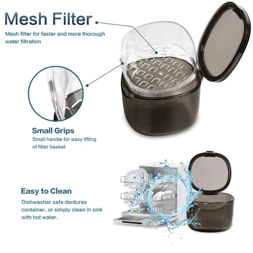 Vista 6 de Estuche de baño para dentaduras, caja de limpieza para retenedores, estuche de dentaduras sin fugas, protector bucal, protector nocturno y retenedor