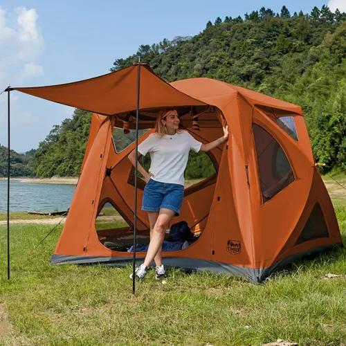 Vista 8 de TIMBER RIDGE Camping Tent, 4 Person Instant Pop Up Hub Tent with 8 Windows, Easy 60 Second Setup, Weather Resistant Family Cabin Tents with Rain Fly