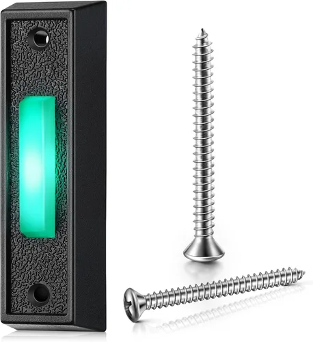 Vista 7 de Saillong Botón de timbre con iluminación LED con cable, botones de timbre de repuesto para puerta de garaje, botón de montaje en pared, interruptor