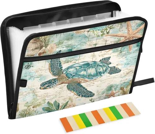 Vista 8 de ALAZA Capybara Swimming Blue 13 Pocket Expanding File Folder with Labels, Accordion File Folder File Organizer Letter A4 Paper for Office School