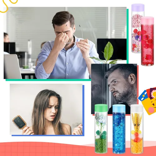 Vista 5 de Baderke Juego de 10 botellas sensoriales, suministros de fiesta para el día de San Valentín, botellas de plástico vacías, embudo de estrellas