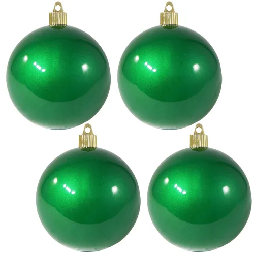 Vista 66 de Christmas By Krebs 6" (150mm) Purpurina Verde Esmeralda [2 Piezas] Esfera Extra Grande Sólida Super Grande de Plástico para Exteriores, Resistente