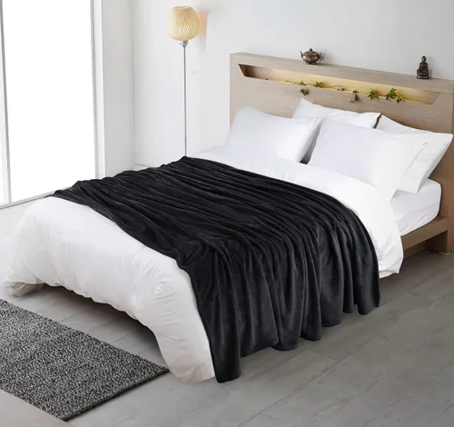Vista 6 de Utopia Bedding Manta de Forro Polar Negro Tamaño Throw Ligera Suave Mullida Antiestática de Microfibra para Cama (60 x 50 Pulgadas)