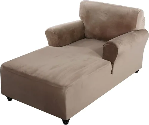 Vista 9 de Funda de terciopelo para tumbona, funda elástica para sillas de dos brazos, protector de tela de felpa suave que se adapta a la mayoría de tumbonas