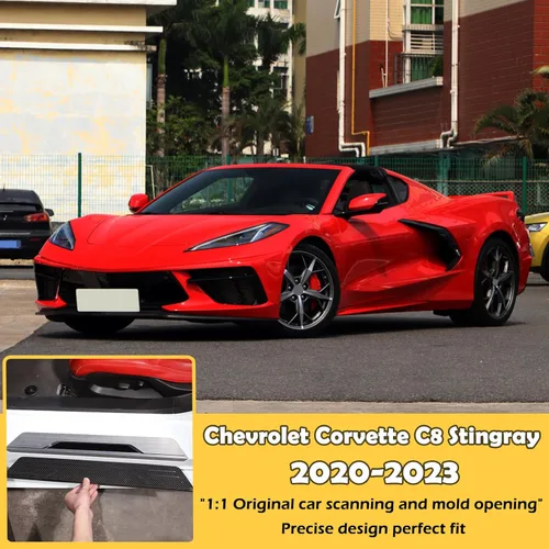 Vista 6 de Protectores de umbral de puerta compatibles con Corvette C8 Stingray 2020-2023, borde de protección de umbral de puerta, cubierta interior de umbral