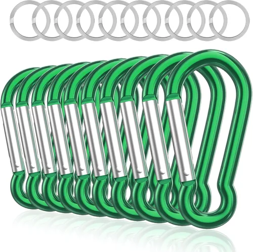Vista 11 de Sprookber Mosquetón de aluminio, clips de caribeño, gancho de resorte para clip de llavero, juego de 10