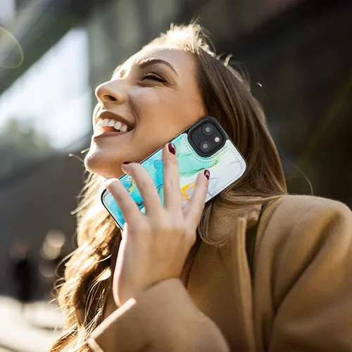 Vista 6 de HAOPINSH Funda tipo cartera para iPhone 14 con tarjetero, diseño de mármol verde menta con tapa trasera, de piel sintética, ranuras para tarjetas