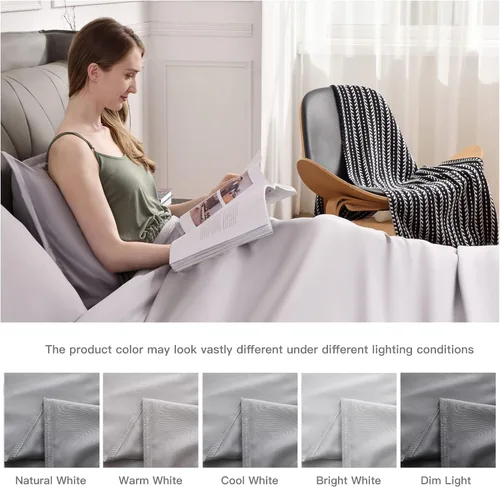 Vista 4 de Buyoung Juego de funda de edredón gris King, microfibra cepillada súper suave, tamaño King, 3 piezas con cierre de cremallera, 1 funda de edredón