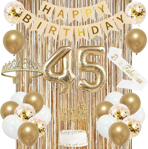 Vista 19 de Trgowaul Decoraciones de 9º cumpleaños para niñas, pancarta, banda y corona, decoración de pastel, globo de número 9, cortinas de flecos