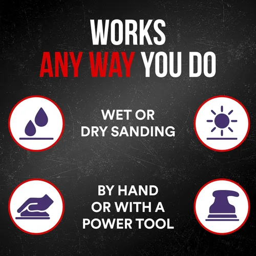 Vista 8 de 3M 26180CP-P-G 180 Grit Pro Grade No-Slip Grip Advanced Sandpaper (20 Pack), 9 x 11, Purple, 2-Pack