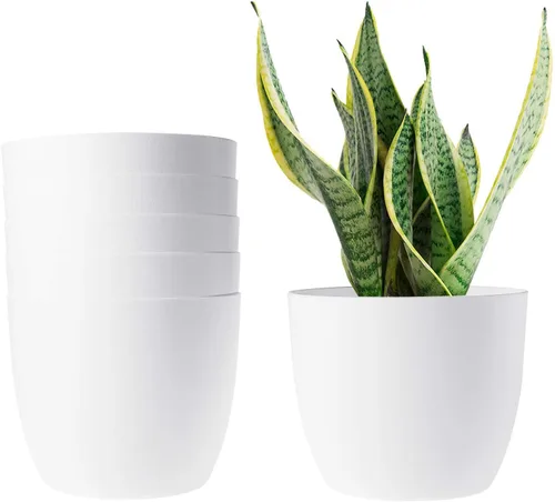 Vista 10 de T4U Macetas de Plástico de Riego Automático de 6 Pulgadas, Maceta Decorativa Moderna/Jardinera para Todas las Plantas de Casa, Flores, Hierbas, Negro
