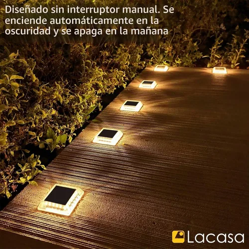 Vista 6 de Lacasa Luz Solar para Exteriores, Juego de 4 Piezas, 30LM, IP68 Resistente al Agua, Luz Solar de Jardín Automática de Encendido/Apagado para Paquete