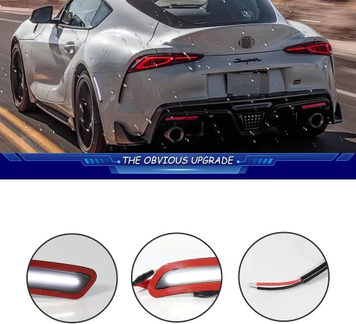 Vista 2 de Para Toyota GR Supra 2020 2021 2022 2023 2024 Luces de marcador laterales de parachoques delantero trasero blanco LED 4 piezas