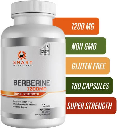 Vista 6 de Smart Nutra Labs Suplemento Premium de HCL de Berberina 1200mg - 180 Cápsulas Veganas, 100% Berberina Pura - Sin OMG, Sin Gluten